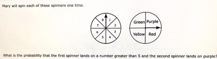 What is the probability that the first spinner lands on a number even greater than-example-1