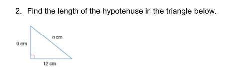 Find the length of the hypotenuse in the triangle below-example-1