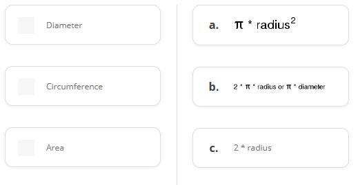 Match the term with the formula needed to find it. Geometry-example-1