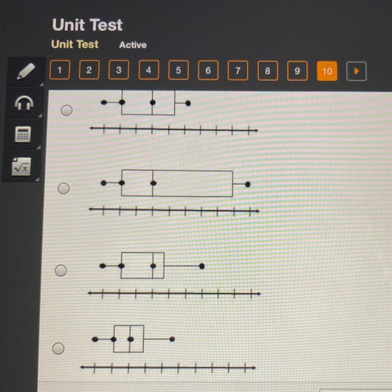 Which box plor represents a set of data that has the greatest mean absolute deviation-example-1