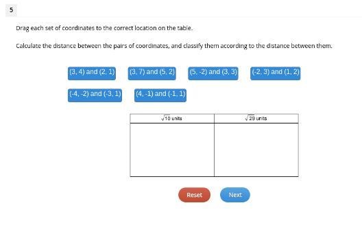 Drag each set of coordinates to the correct location on the table. Calculate the distance-example-1