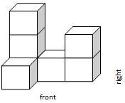 Use the following model. How many cubes are in the base of the model? A. 3 B. 4 C-example-1