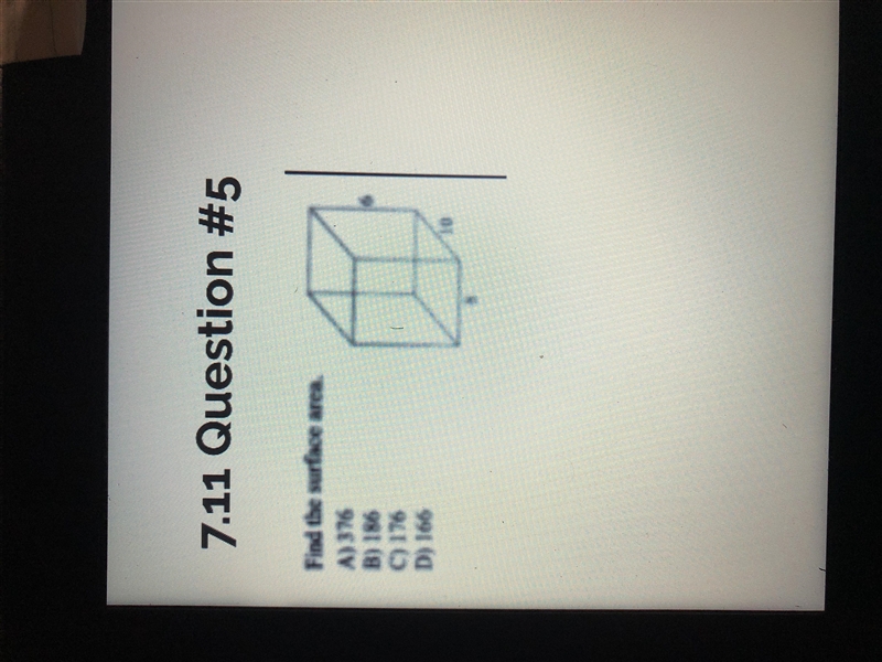 Find the surface area Length=8 Width=10 Height=6-example-1