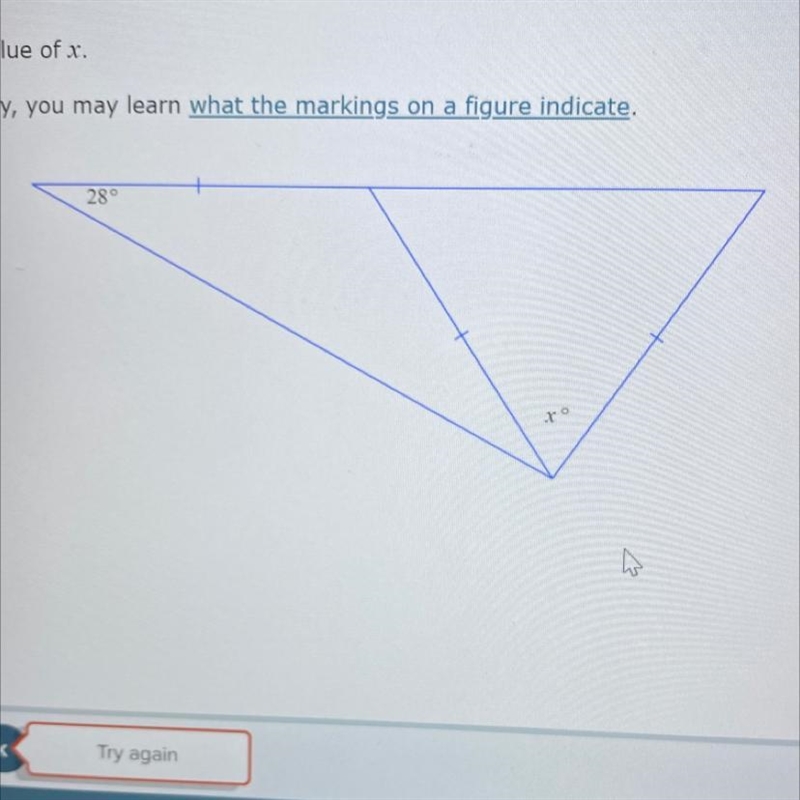 Find the value of x if necessary, you may learn what The markings on a figure indicate-example-1