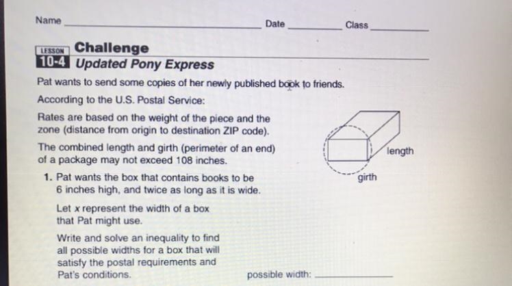 PLEASE help!!! I need to know the possible width!-example-1