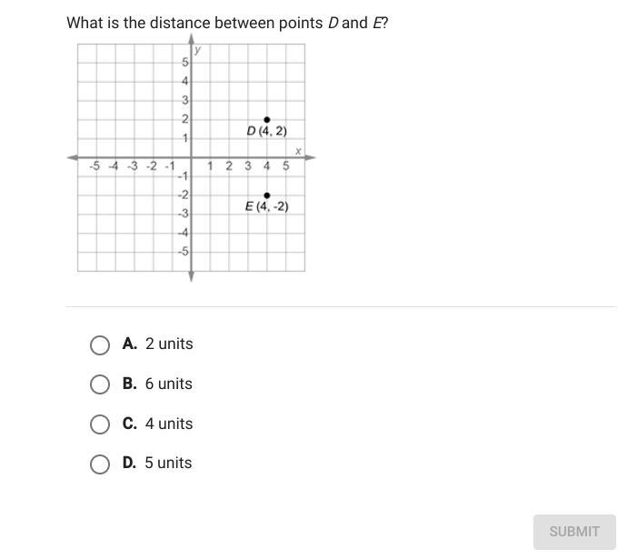 What's the distance between points d and e-example-1