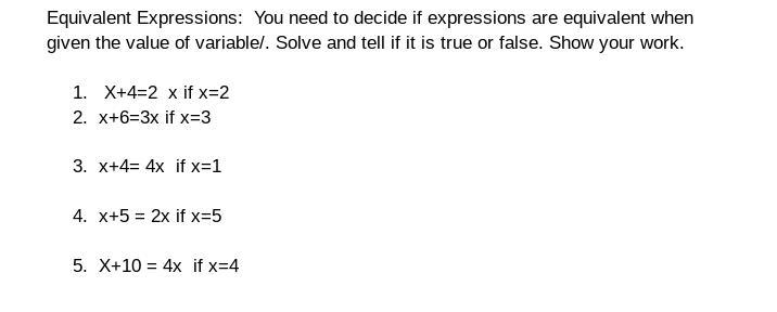 Equivalent Expressions: You need to decide if expressions are equivalent when given-example-1