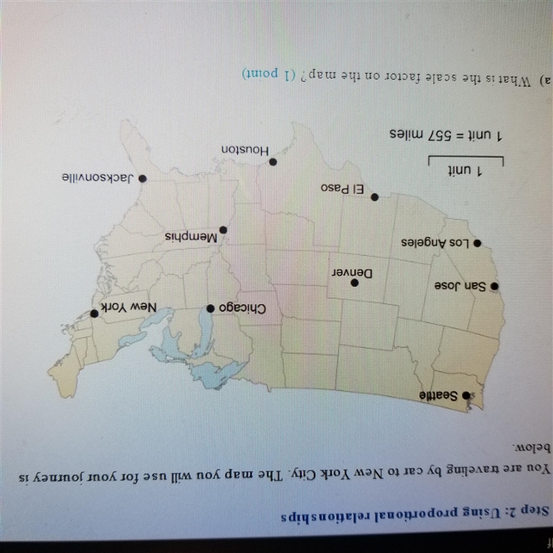 What is the approximate distance from Chicago to New York City? Use a proportional-example-1