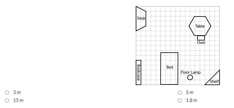 John used the following scale drawing to create a diagram of his bedroom. Each square-example-1