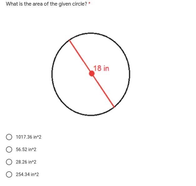 Hurry plz What is the area of the given circle?-example-1