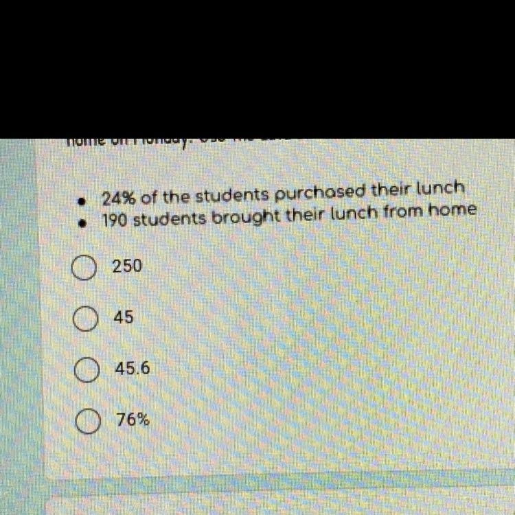 All students in the sixth grade either purchased their lunch or bring their lunch-example-1