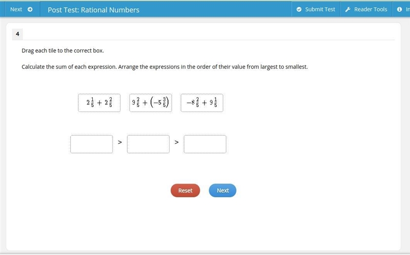 Drag each tile to the correct box. Calculate the sum of each expression. Arrange the-example-1