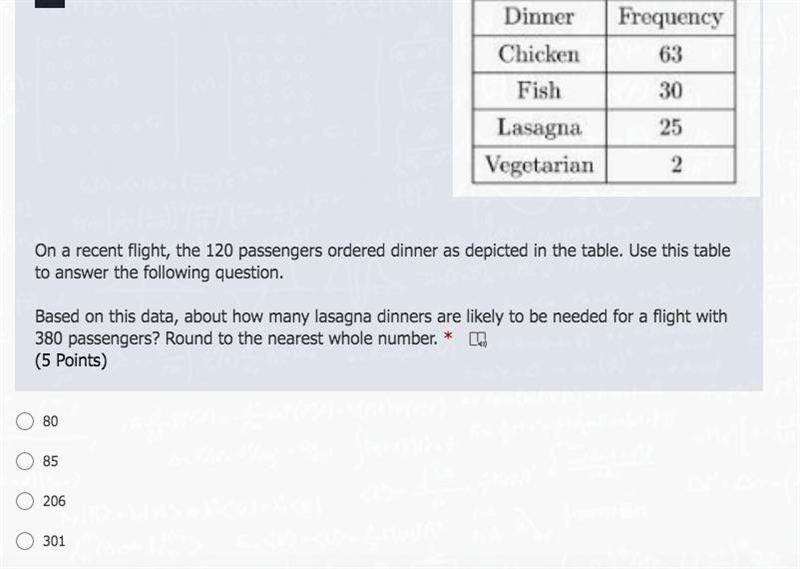 On a recent flight, the 120 passengers ordered dinner as depicted in the table. Use-example-1