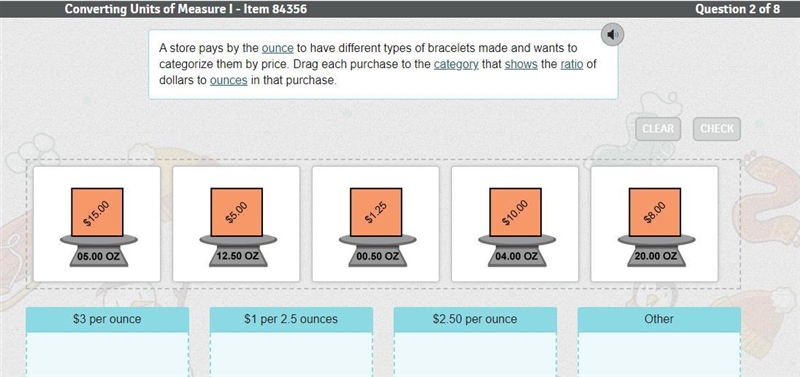 A store pays by the ounce to have different types of bracelets made and wants to categorize-example-1