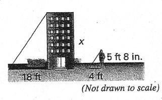 Referring to the figure, a building casts a shawdow 18 feet long. A woman standing-example-1