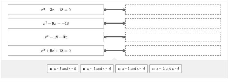 Solve Quadratic Equations (Factoring a=1) 1: x=3 and x=6 2: x= -3 and x= -6 3: x=3 and-example-1