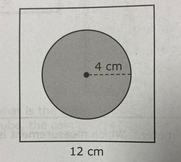 A square and a circle were used to create the following figure. Which measurement-example-1