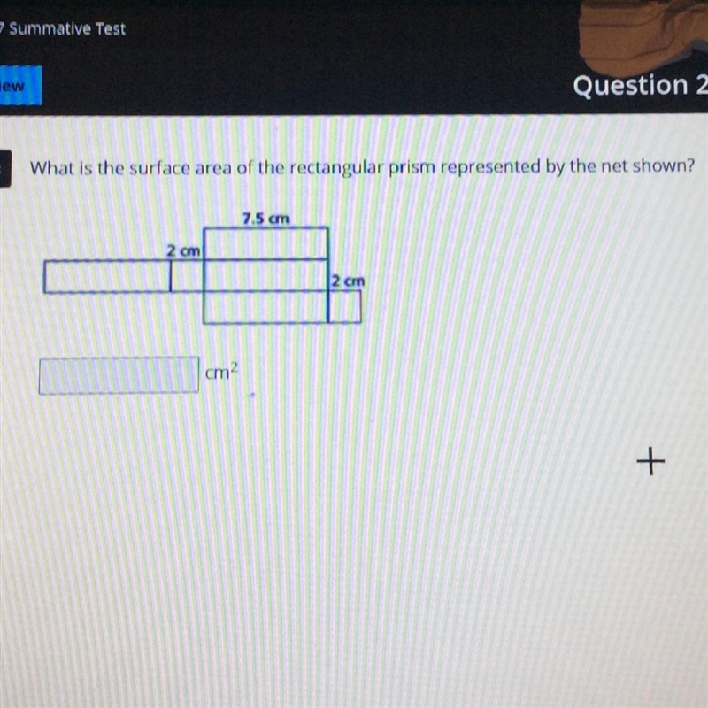 What is the surface area of the rectangular pain represented by the net below?-example-1