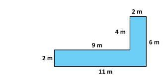 Find the area of the composite figure A)22m B)26m C)30m D)34m-example-1