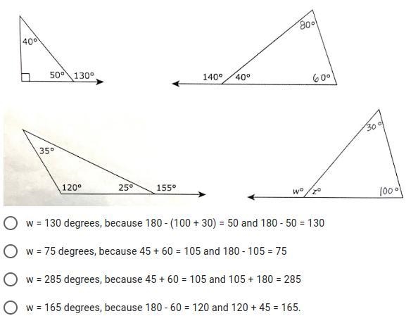 Four triangles are shown. Based on these triangles, which statement is true?-example-1