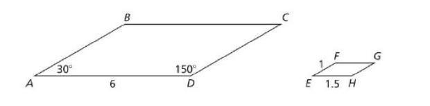 The parallelograms below are similar. Find the length of side AB and the measure of-example-1