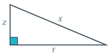 34. Which side of the triangle in the diagram is the hypotenuse? A. X B. Y C. Z-example-1