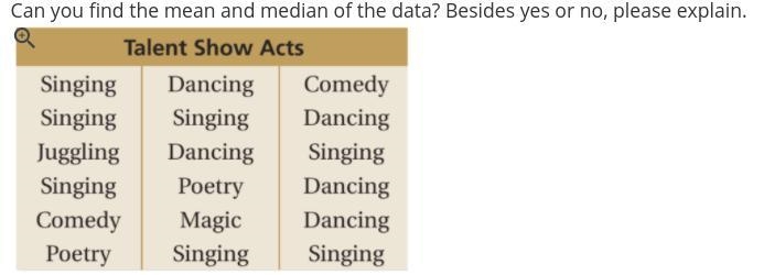 Can you find the mean and median of the data? Besides yes or no, please explain.-example-1