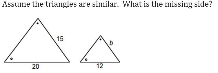 Assume the triagle is similar, what is the missing side?-example-1