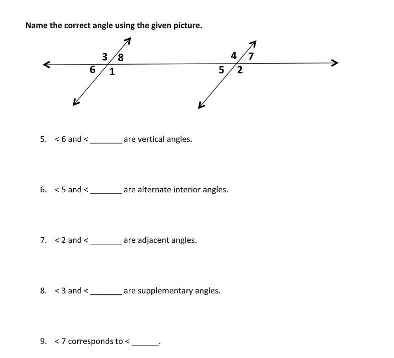 PLEASE HELP! I NEED AN ANSWER ASAP! Name the correct angle using the given picture-example-1