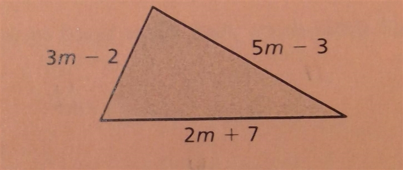 Write an expression that represents the perimeter of the triangle. Help pls!!-example-1