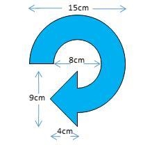 This blue shape is made of three quarters of a ring with a triangular arrowhead. Calculate-example-1