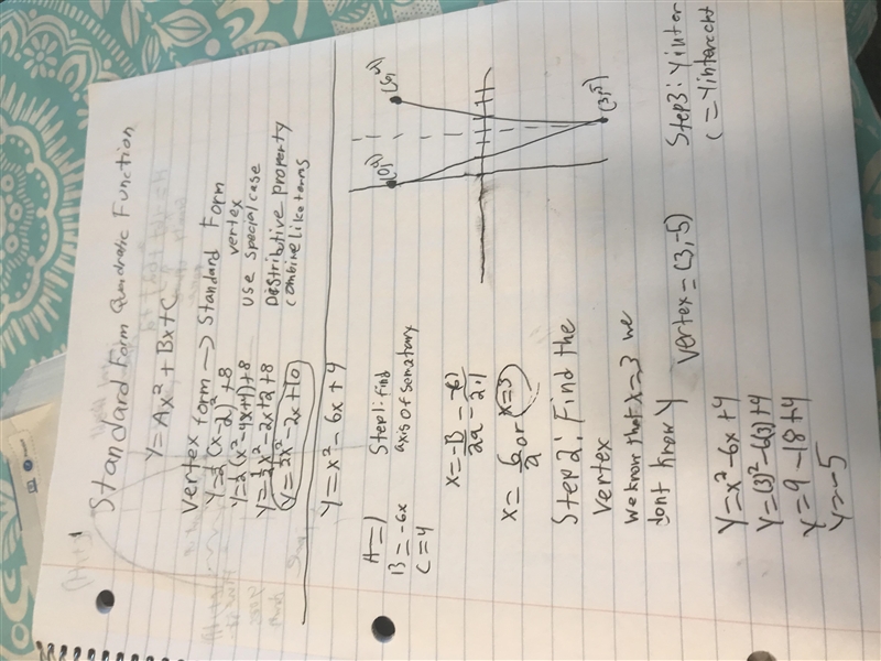 Write each Quadratic function in standard form. The 2 picture is my notes to help-example-2