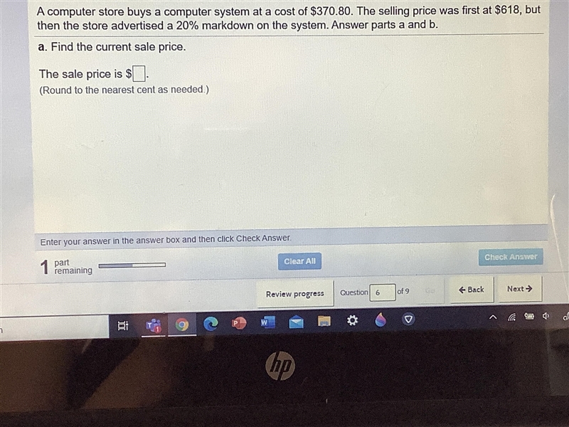 A computer store buys a computer system at a cost of $370.80. Then selling price was-example-1