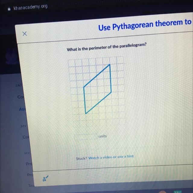 What is the perimeter of the parallelogram? units please help me-example-1