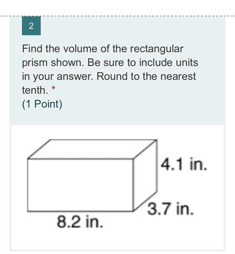 Find the volume of the rectangular prism shown. Be sure to include units in your answer-example-1