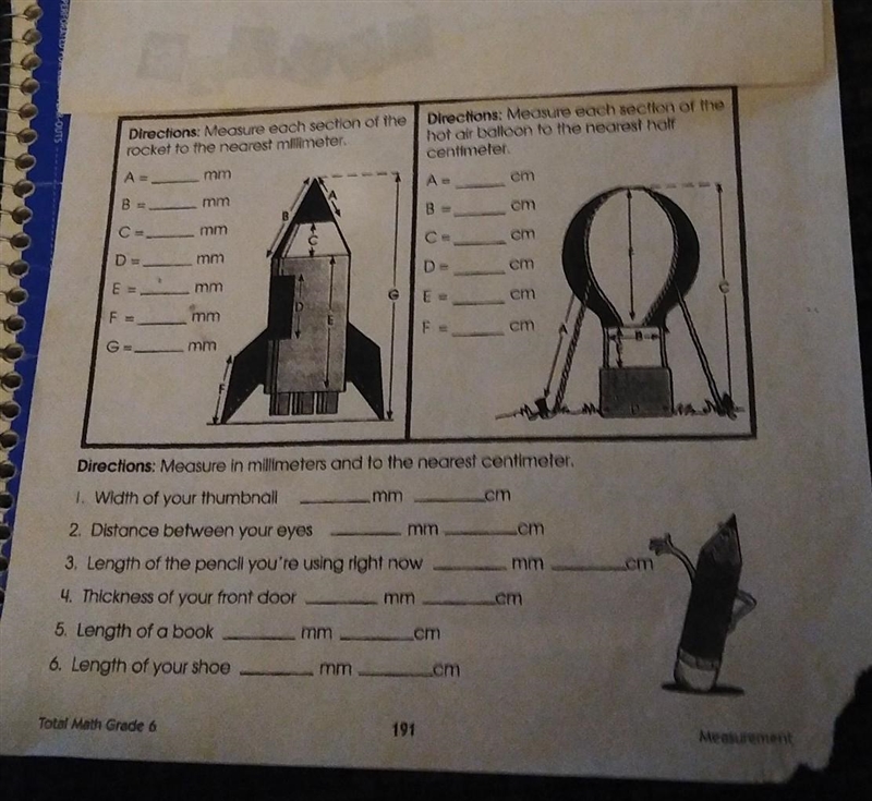 Directions: Measure each section of the rocket to the nearest millimeter. A =______ mm-example-1