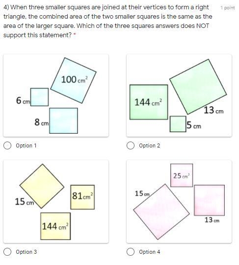 When three smaller squares are joined at their vertices to form a right triangle, the-example-1