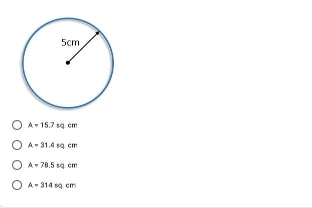 Find the area of the circle. Round to the nearest tenth. Use 3.14 for pi ':)-example-1