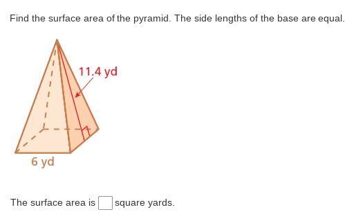 Find the surface area of the pyramid. The side lengths of the base are equal.-example-1