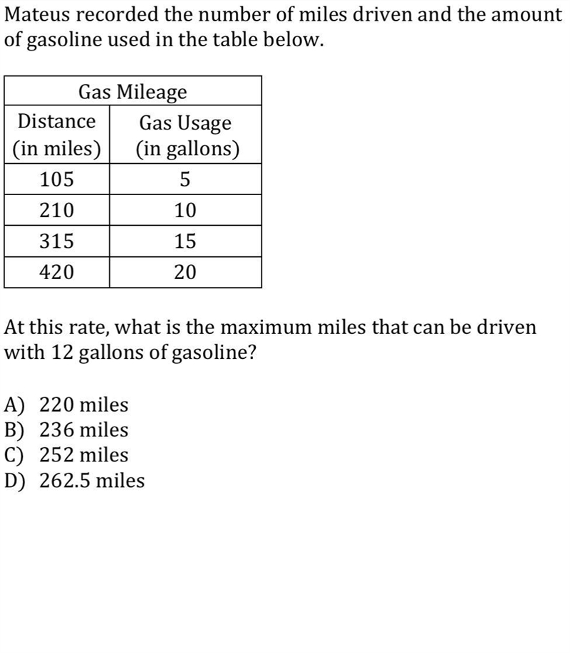 Mateus recorded the number of miles driven and the amount of gasoline used in the-example-1