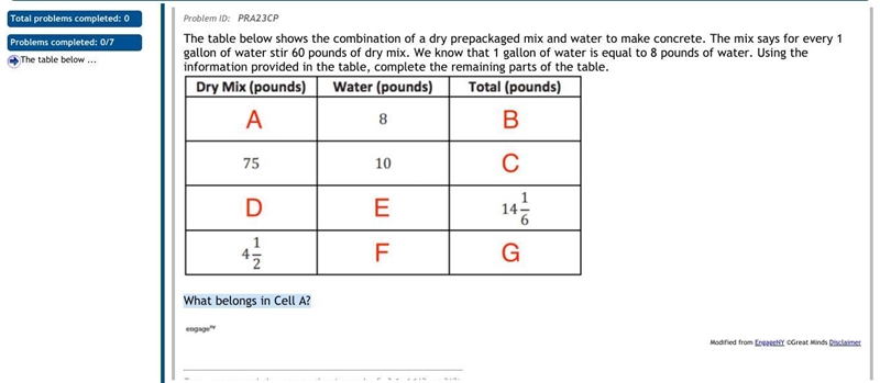 The table below shows the combination of a dry prepackaged mix and water to make concrete-example-1