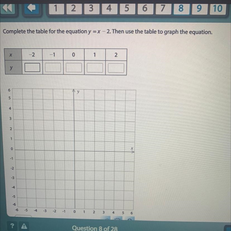 Complete the table for the equation y = x 2. Then use the table to graph the equation-example-1