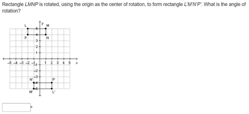 Rectangle LMNP is rotated, using the origin as the center of rotation, to form rectangle-example-1