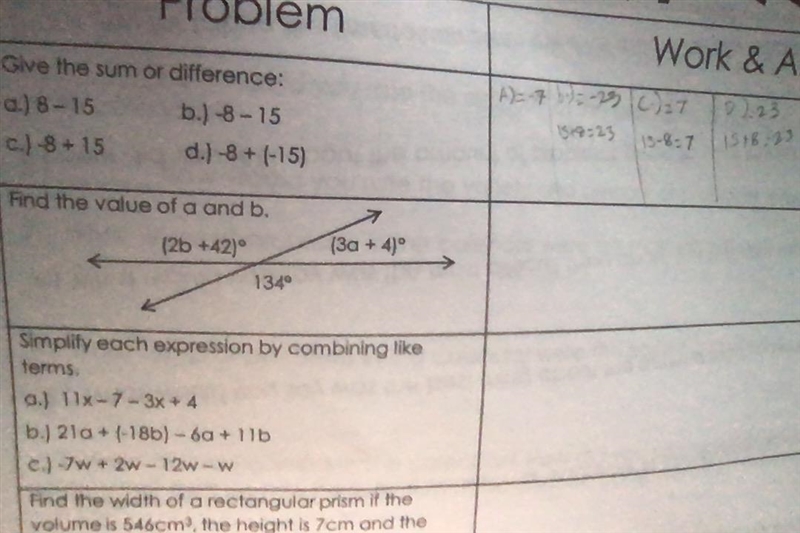 Can you help me its the one where it says to find the value of a and b-example-1