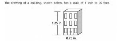 What is the actual height in feet of the bulding? A.) 22.5 B.) 24 C.) 37.5 D.) 40-example-1