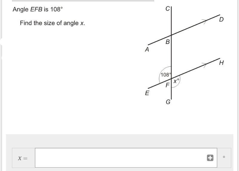 Find the size of angle X.-example-1