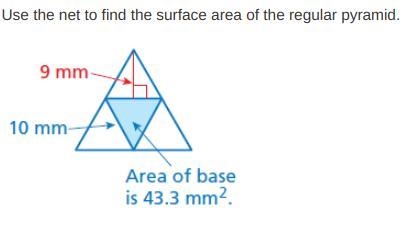 Use the net to find the surface area of the regular pyramid-example-1