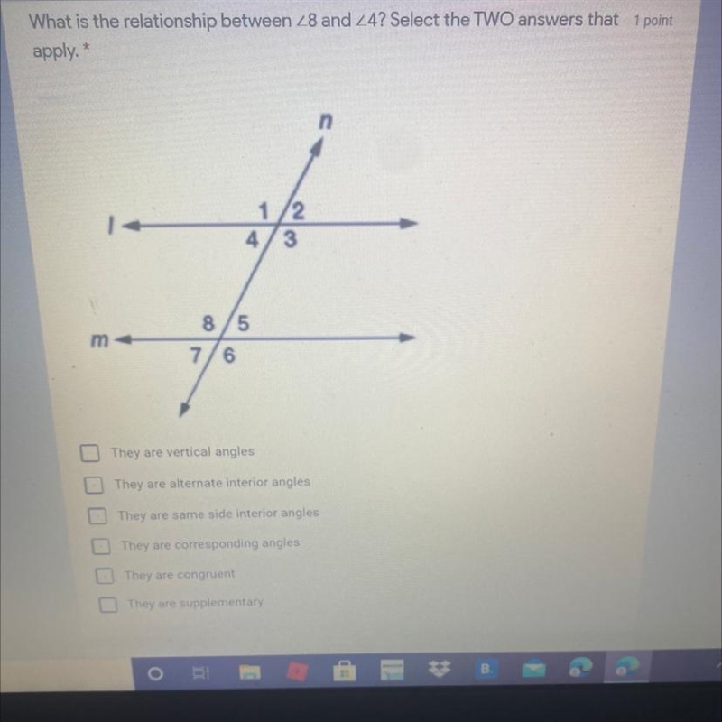 What is the relationship between <8 and <4? Select the TWO answers that apply-example-1