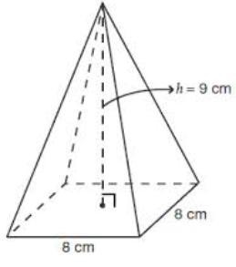 The area of the base, B, of this square-based pyramid can be found by using which-example-1