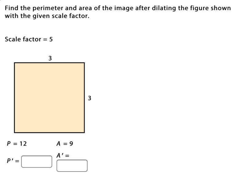 Find the perimeter and area of the image after dilating the figure shown with the-example-1